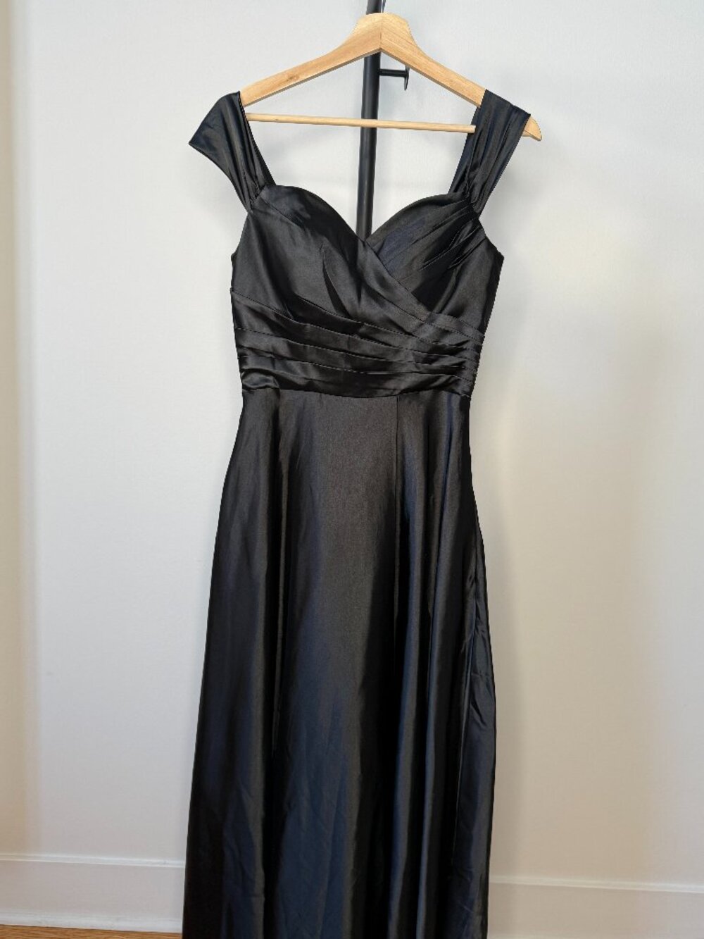 Black Off Shoulder Satin Wedding dress, SIZE 4
